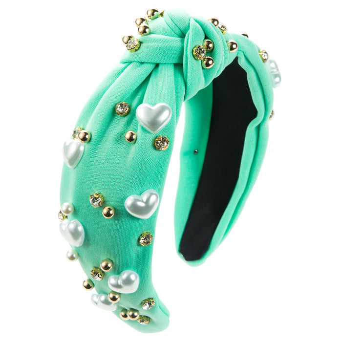 Wholesale Valentine' s Day Heart-Shaped Pearl Wide Headband