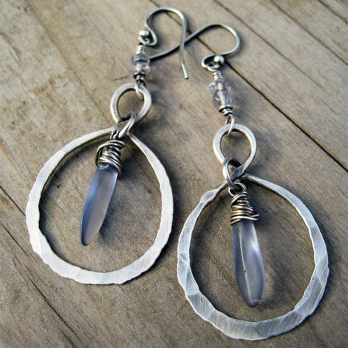Wholesale New retro pounding wrapped moonstone earrings for e-commerce, made of old alloy earrings