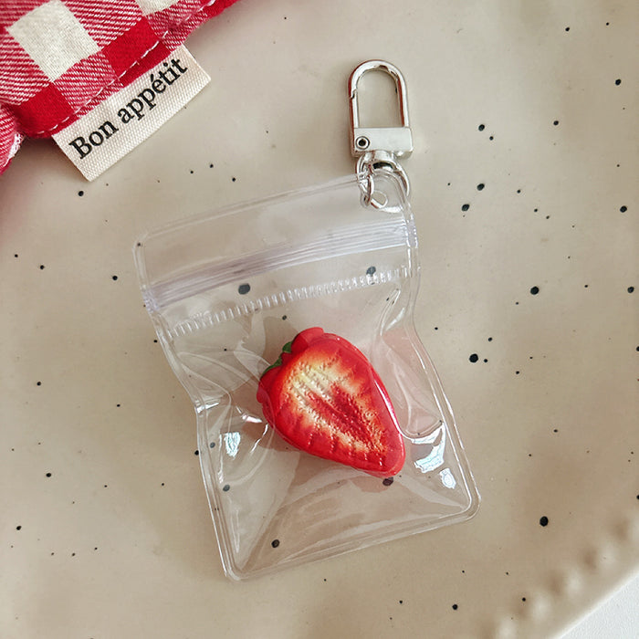 Wholesale Pastoral Resin Half Cut Strawberry Watermelon Orange Keychain Bag Charm Stylish Fashion Accessory