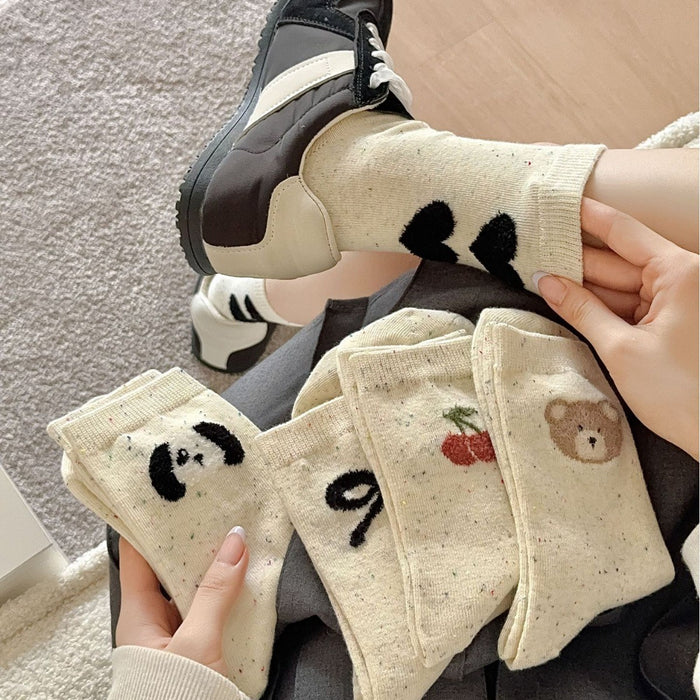 Wholesale Cute Socks Children's Bow Point Yarn Cotton Mid-length Socks Cartoon Bear Point Socks