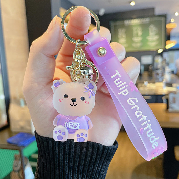 Wholesale Cute Sitting Crystal Bear Keychain