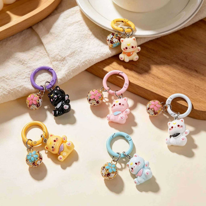 Wholesale Cute Cartoon Cat Keychain Resin Bag Charm Pendant For School Bags And Handbags Boutique Resale Accessory