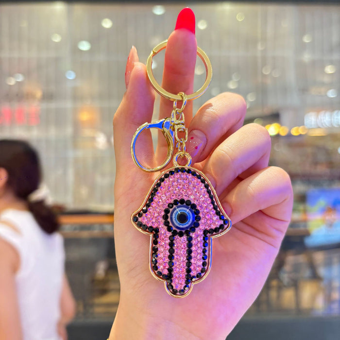 Wholesale Stylish Rhinestone Demon Eye Keychain Hip Hop Car Decoration Bag Charm Gift Accessory