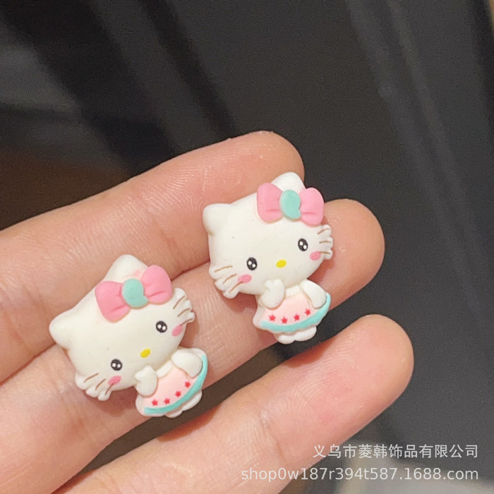 Wholesale Cute cat silver needle earrings,  simple and cute