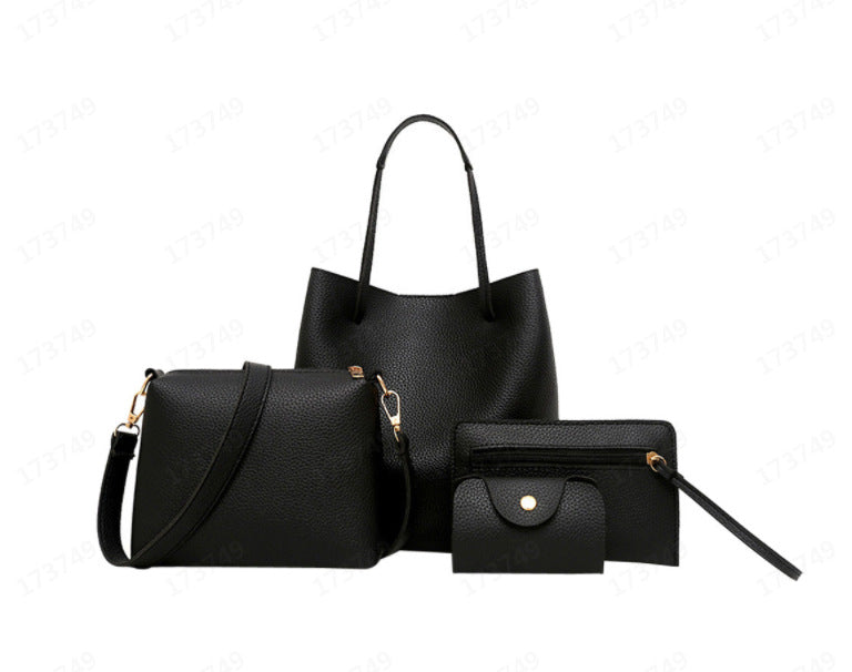 Wholesale New fashionable PU four piece retro large capacity women's handbag