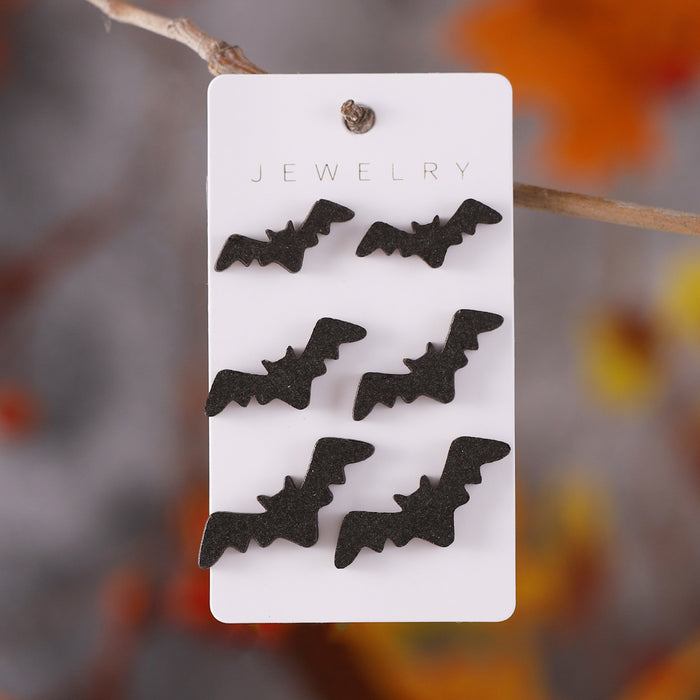 Wholesale  Bat Black Cat Witch Hat Earrings Set Women' s Wooden Earrings  Ear Jewelry