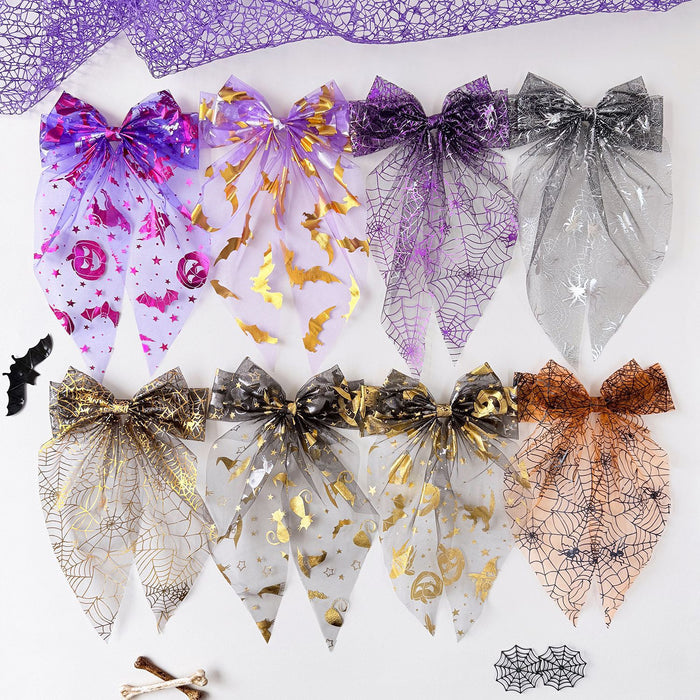 Wholesale  Tulle Bow Hair Clips Black Gold  Web Pumpkin Spring Clip Party Hair Accessory