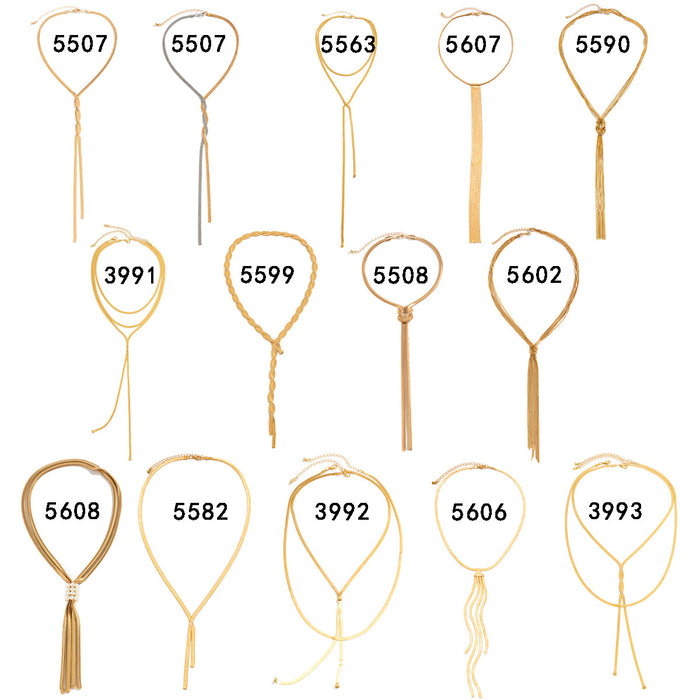 Wholesale Simple Long Snake Bone Chain Neck Chain Cold Style Design Sensory Chain Tassel Necklace