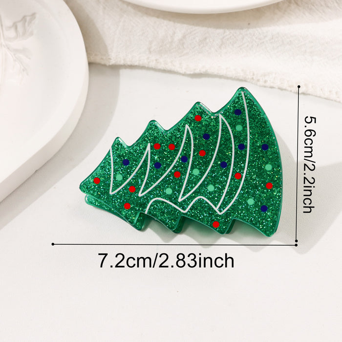 Wholesale Christmas Santa Snowman Tree Glitter Hair Claw Clip For Women Kids Fashion Accessory Boutique Resale