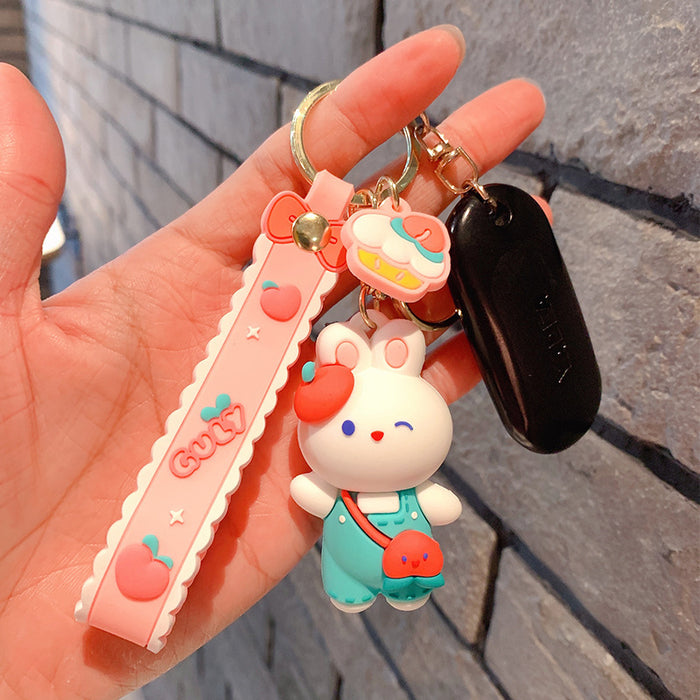 Wholesale Cartoon Bow Tie Rabbit Keychain PVC Car Key Accessory Gift