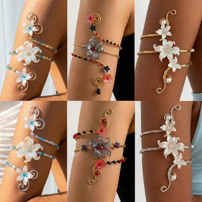 Wholesale Bohemian style hand-wrapped flower armlet women' s ethnic style seashell flower armband