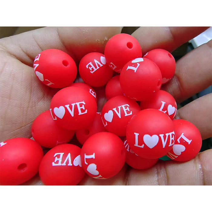 Wholesale 20pcs15mm Valentine's Day Printed Beads JDC-BDS-HongZhou007