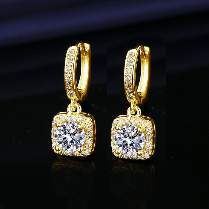 Wholesale  Princess Square Simulated Moissanite Stud Earrings Fashion Accessory Gift for Resale