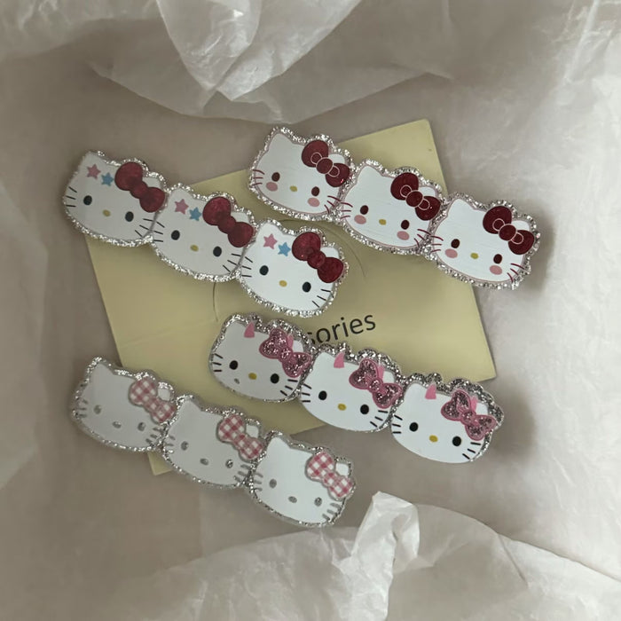 Wholesale Acrylic three-piece cat hairpin sweet and versatile girl side duckbill clip hairpin hair accessories