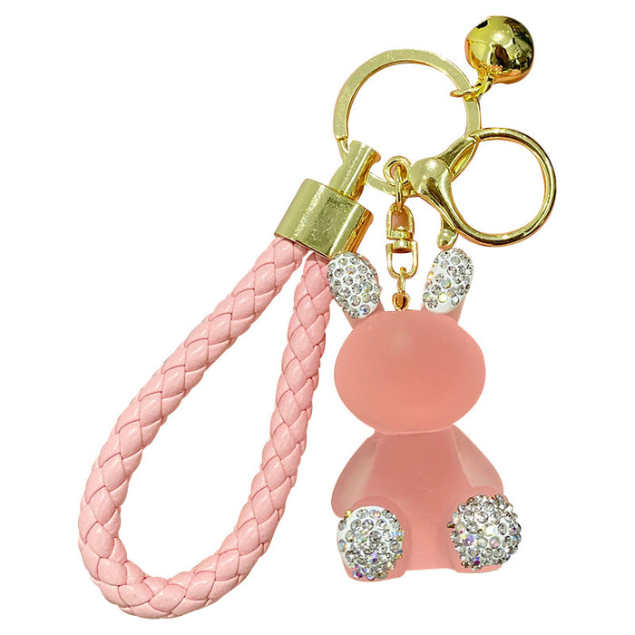 Wholesale Diamond inlaid cartoon resin keychain pendant, cute and creative car keychain bag accessories