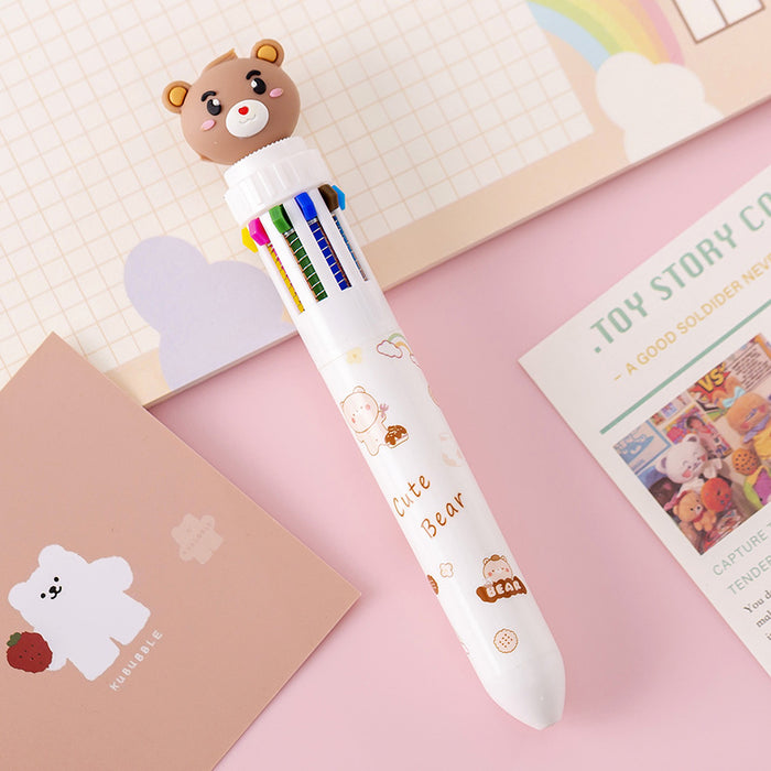 Wholesale Ballpoint pen cartoon milk fat cute bear creative multi-color hand account pen pressing color pen multi-color pen