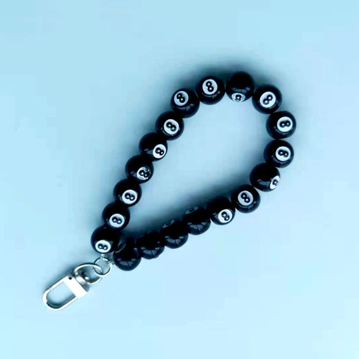 Wholesale Alloy Door Buckle Black 8 Dice Lanyard Ins Phone Chain Keychain Pendant Bag Water Bottle Lanyard Accessory