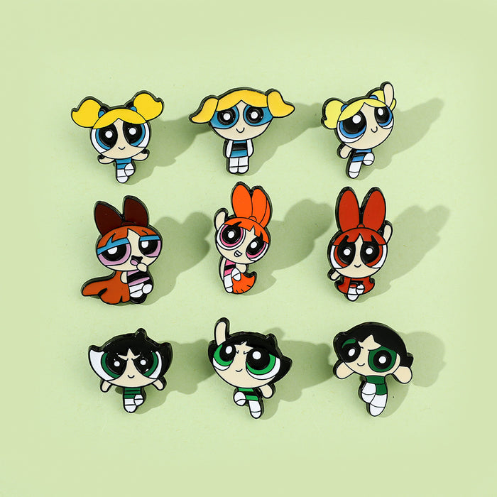 Wholesale Cartoon Characters Little Girl Metal Badge Girls Alloy Oil Dripping Brooch Accessories Pin