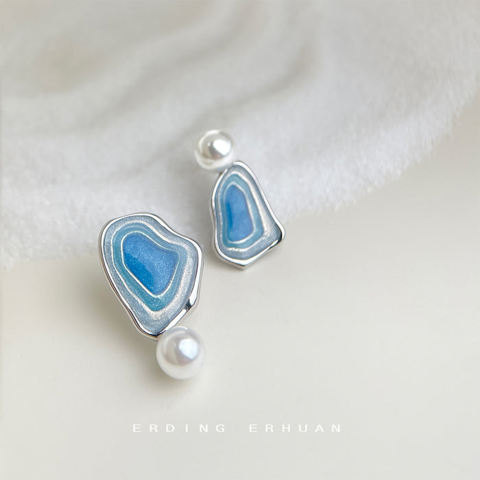 Wholesale Salt Lake Series Designer Enamel Drop Earrings - Asymmetric Fashion Accessory