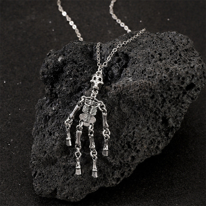 Wholesale  funny skull pendant necklace personality exaggerated retro versatile necklace