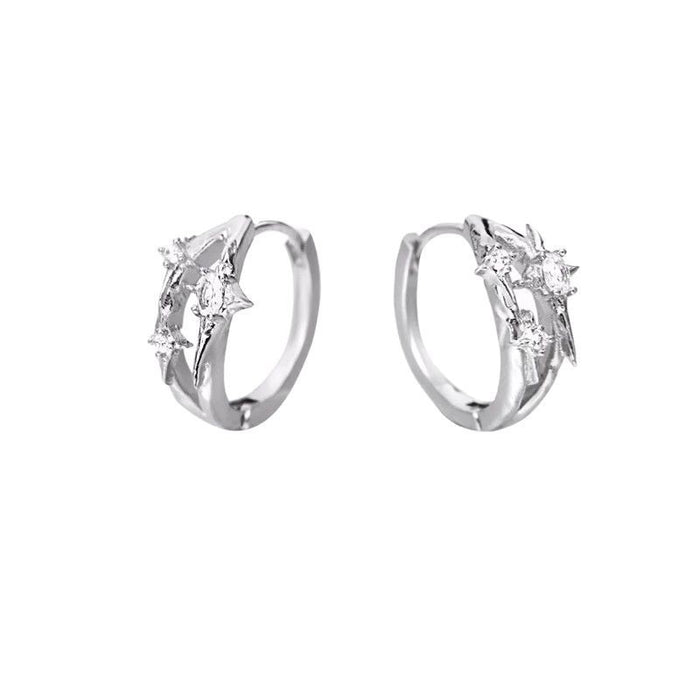 Wholesale New diamond studded earrings for men with a high-end feel. Zircon hollowed out earrings with simple design and personalized ear loops