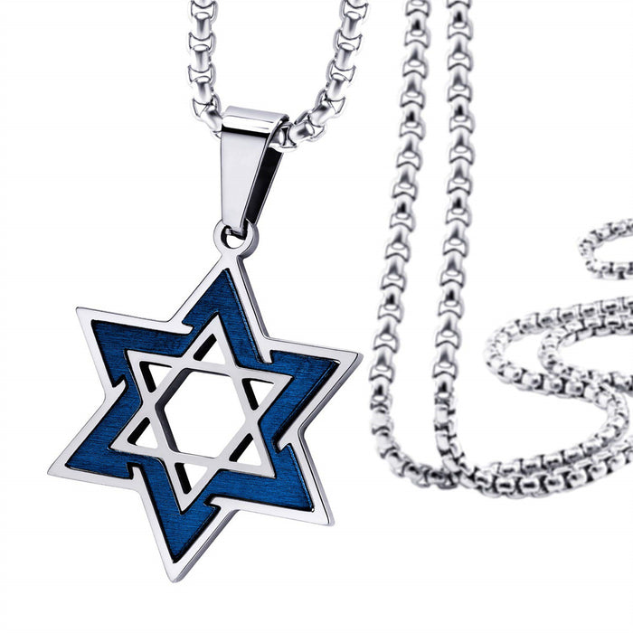 Wholesale Personalized Fashion Necklace Two tone Stainless Steel David Star Pendant Necklace