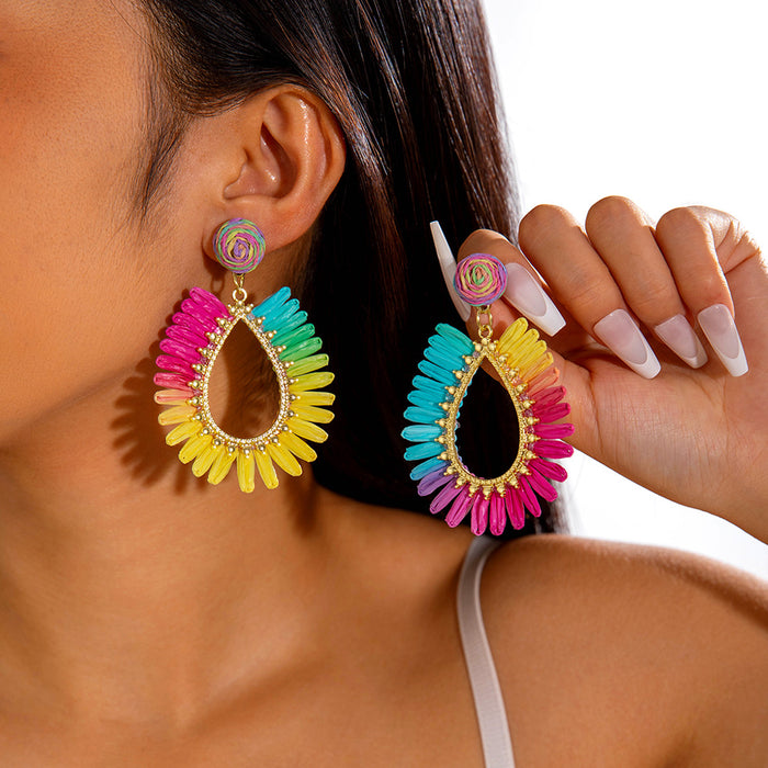 Wholesale Weaving flower earrings for vacation style earrings
