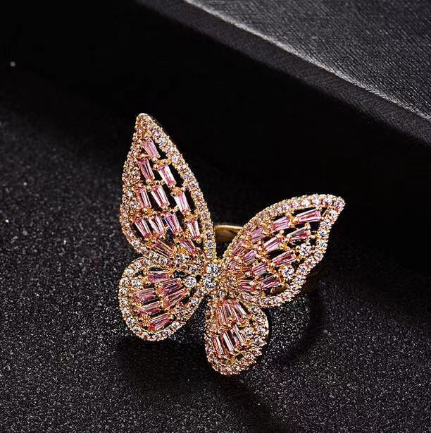 Wholesale Jewelry hollow butterfly ring exaggerated ring bracelet