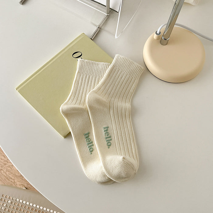 Wholesale Medium length socks with thick thread, versatile for wearing outside, cotton socks