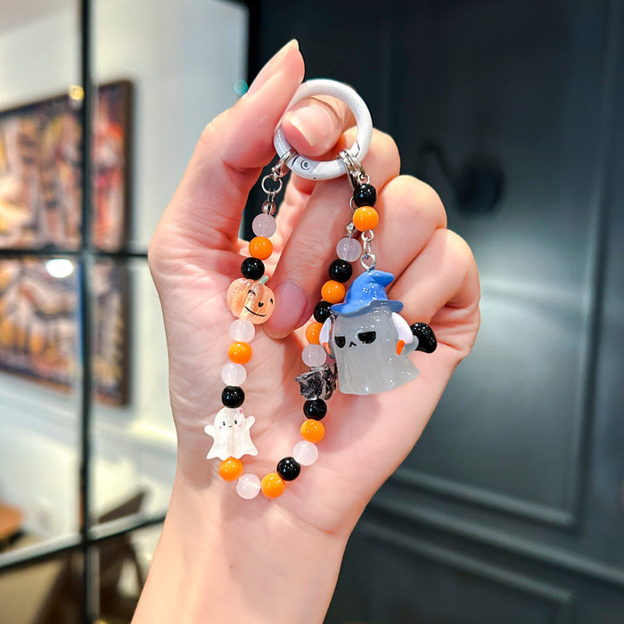 Wholesale Cartoon Ghost Pendant Mobile Phone Lanyard Beaded Candy Color Pendant Handmade Key Chain Lanyard