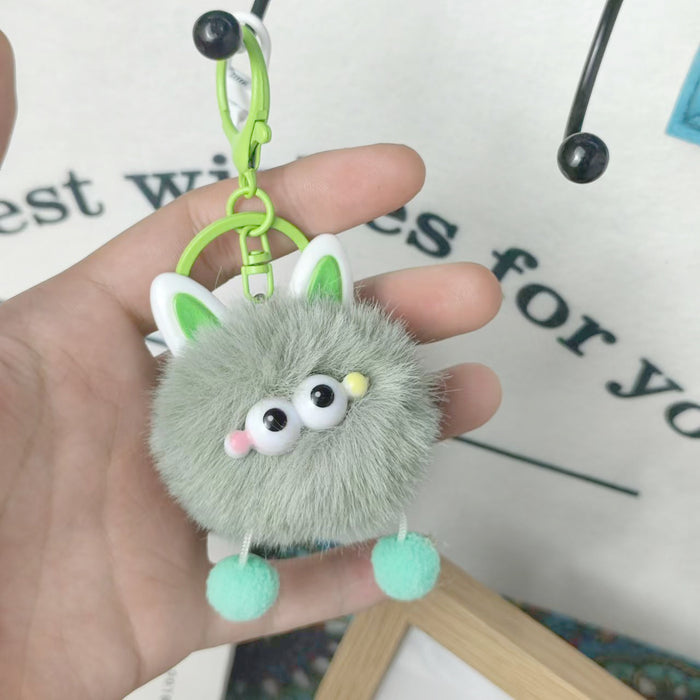 Wholesale Imitation Mink Ears Elf Plush Bag Pendant Cute Cartoon Fur Ball Couple Girlfriend Gift Keychain