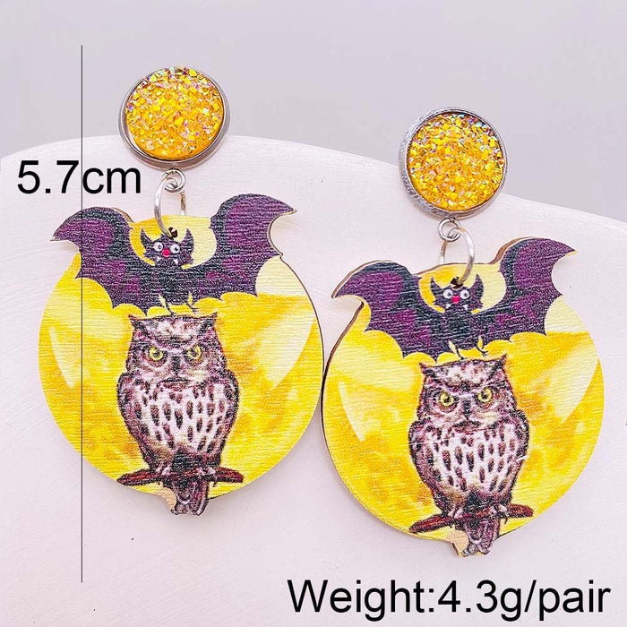 Wholesale  Earrings Pumpkin Skull  Web Wooden Earrings