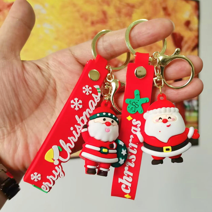 Wholesale Silicone Christmas Keychain Cute Cartoon Pendant