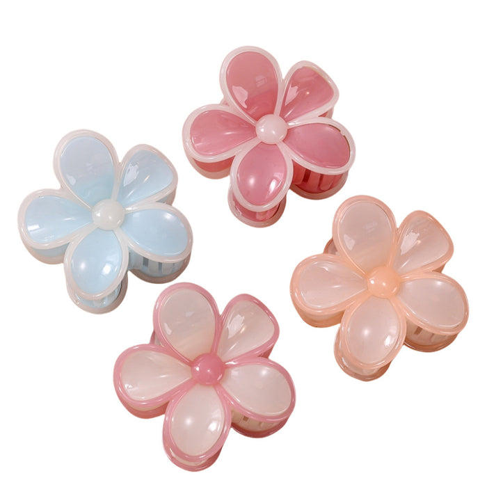 Wholesale Cream jelly contrasting flower hair clip, shark clip, half zip hair clip, hair accessory, head accessory