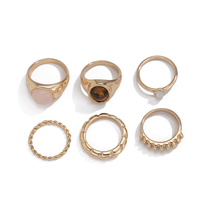Wholesale irregular gem ring suit personality metal ring ring women