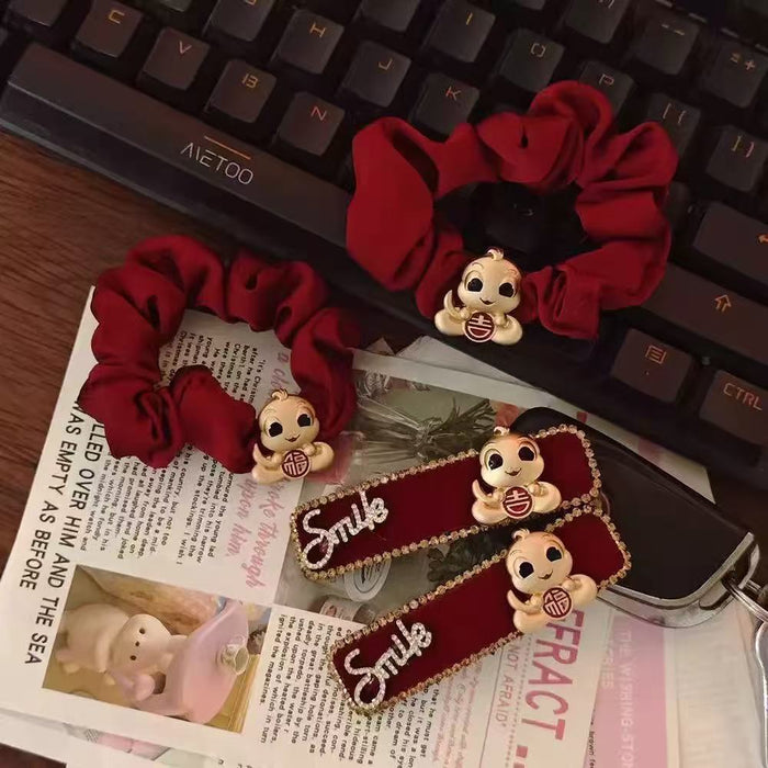 Wholesale  Red Hair Clip  Hair Accessories  Side Clip Bangs Clip Hairband Headwear