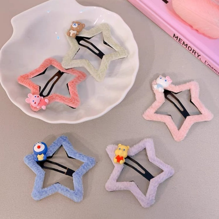 Wholesale  plush star BB clip cute children's hairpin  bangs side clip