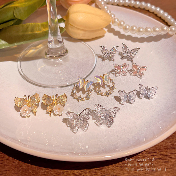 Wholesale Crystal Butterfly Pearl Earrings
