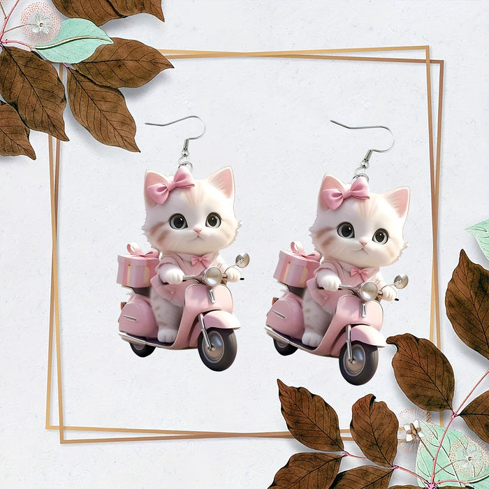 Wholesale   Cat Acrylic Pendant Earrings Women Cute Cartoon  Earrings