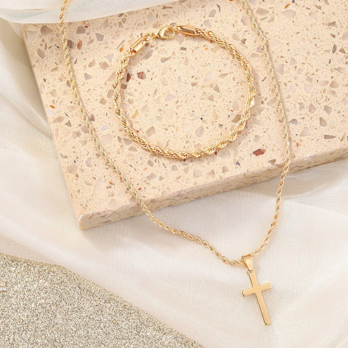 Wholesale Cross necklace, ring, bracelet, new three piece set with accessories