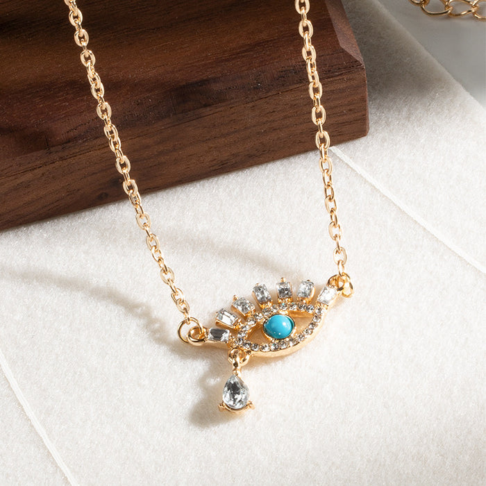 Wholesale Accessory Diamond Eye Pendant Alloy Devil's Eye Necklace