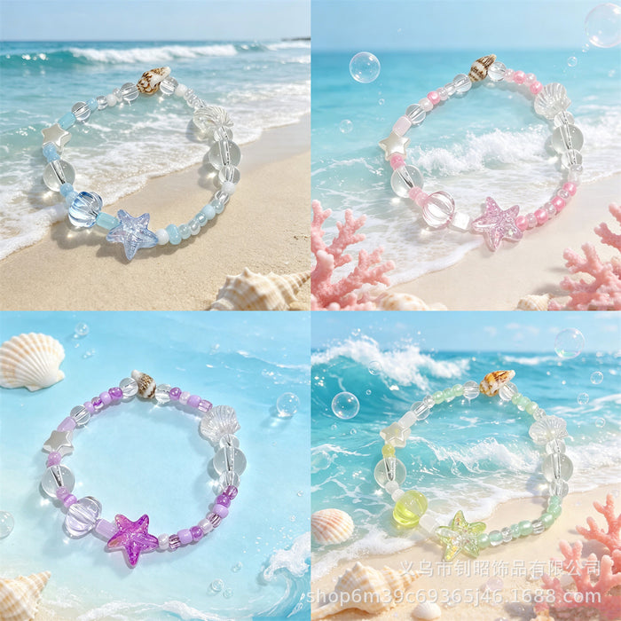 Wholesale Ocean Wind Glass Shell Beaded Bracelet Trendy Fashion Accessory