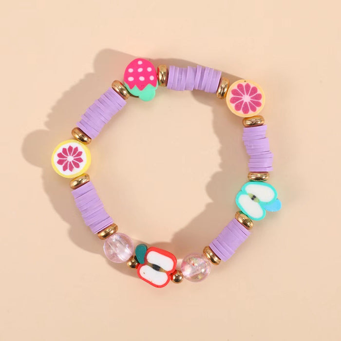 Wholesale Flower Fruit Soft y Bracelet  Simple Pink Princess Acrylic Beaded Handmade Material