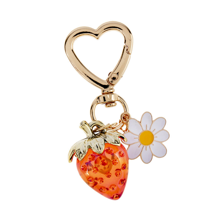 Wholesale Strawberry Heart Shape Alloy Keychain JDC-KC-JinY006