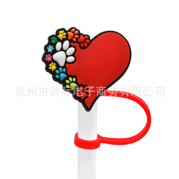 Wholesale 10pcs Silicone Cartoon Puppy Straw Cover JDC-SCR-KuaJ007