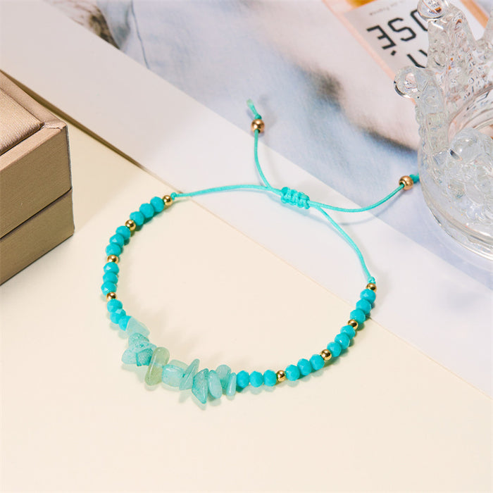 Wholesale hand-woven holiday style gravel beaded personality irregular stone woven adjustable bracelet