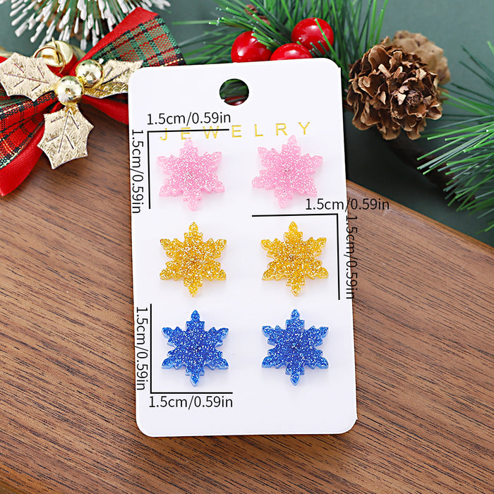 Wholesale Christmas Winter Colorful Snowflake Sequin Earring Set
