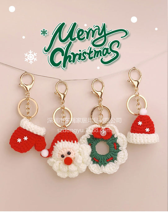 Wholesale Christmas Elements Hand Knitted Wool Keychains JDC-KC-DongY001