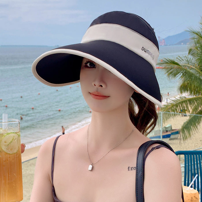 Wholesale Fisherman's hat, sun hat, women's large brim, empty top, summer UV protection, foldable, face covering, ice silk sun