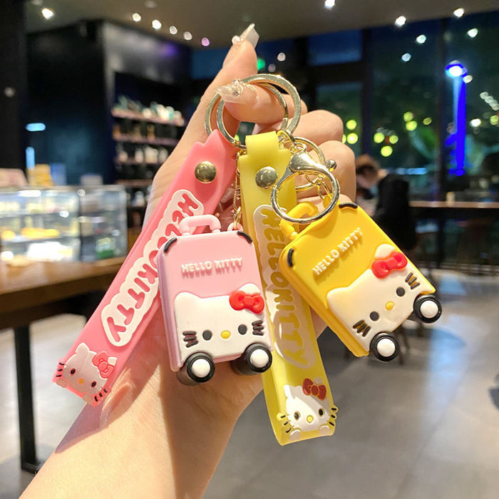 Wholesale Cute Cartoon Cat Luggage Keychain Pendant Soft Rubber Bag Charm Red Travel Accessory Gift